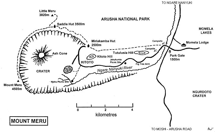 mount meru map with routes